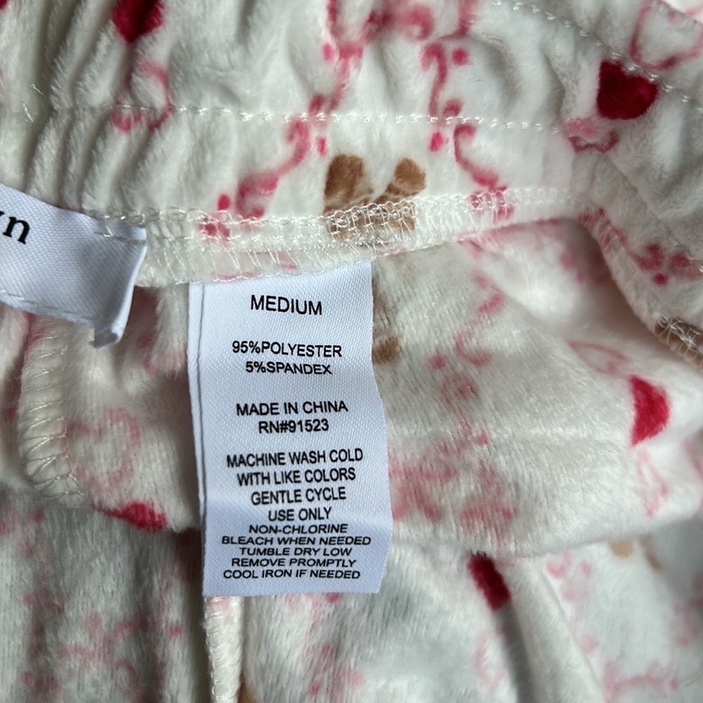 Jaclyn Smith Womens Christmas Pajama Pants Gingerbread Hearts Plush - Picture 3 of 3